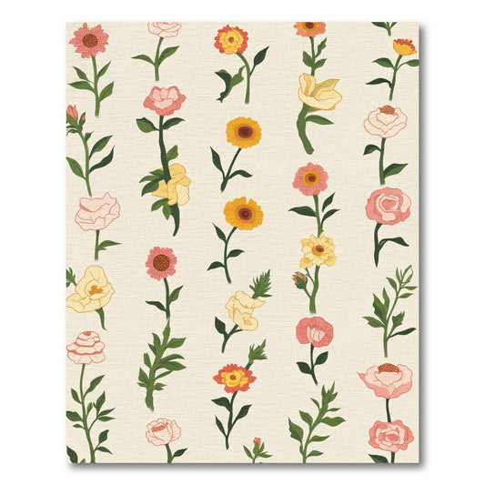 Coral Yellow Floral Bouquet Composition Rug