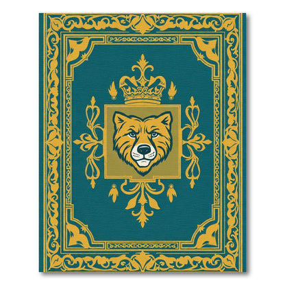 Regal Bear King Teal Gold Medallion Rug