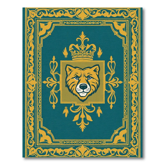 Regal Bear King Teal Gold Medallion Rug