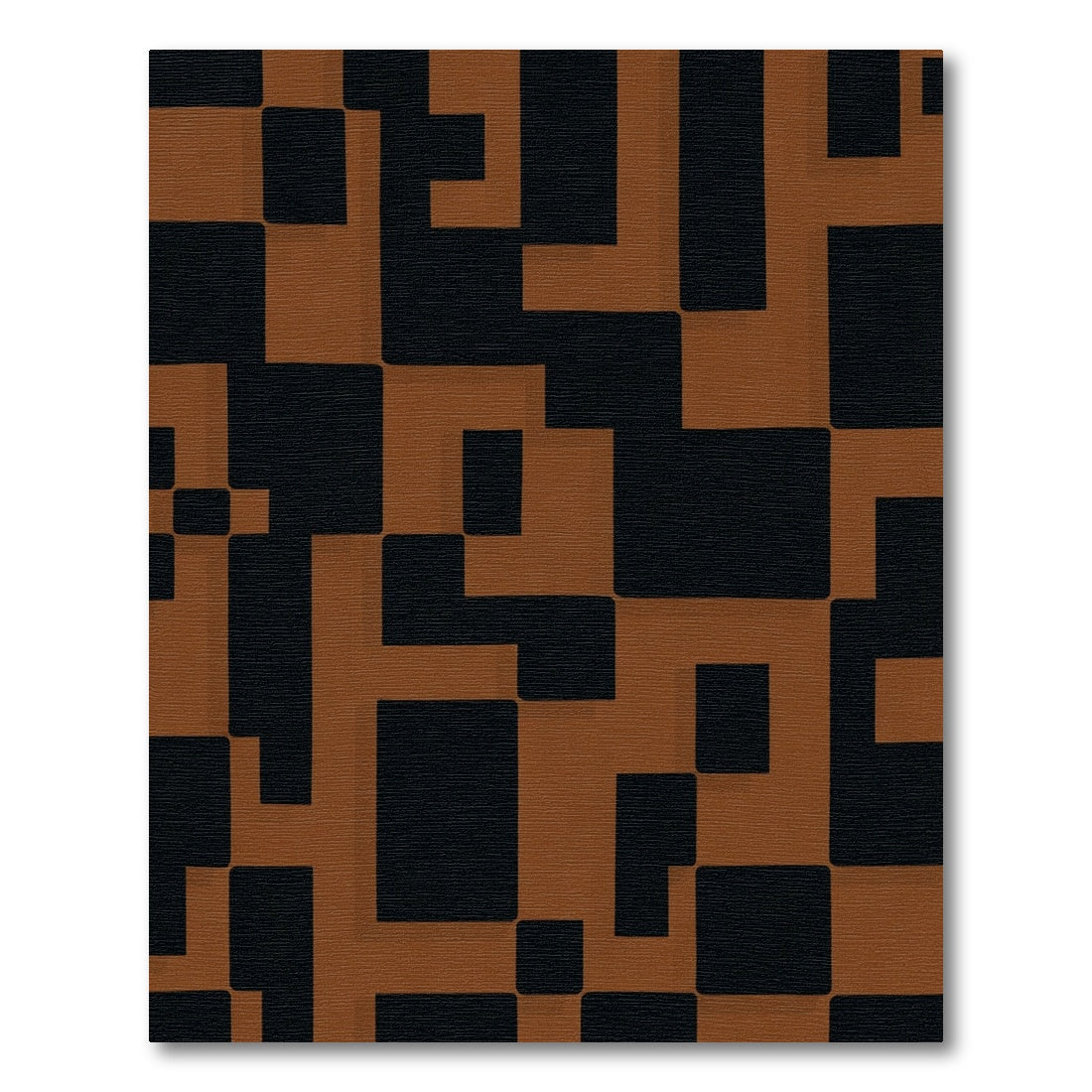 Terracotta Black Abstract Geometric Shapes Rug