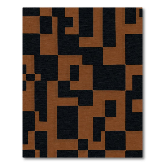 Terracotta Black Abstract Geometric Shapes Rug