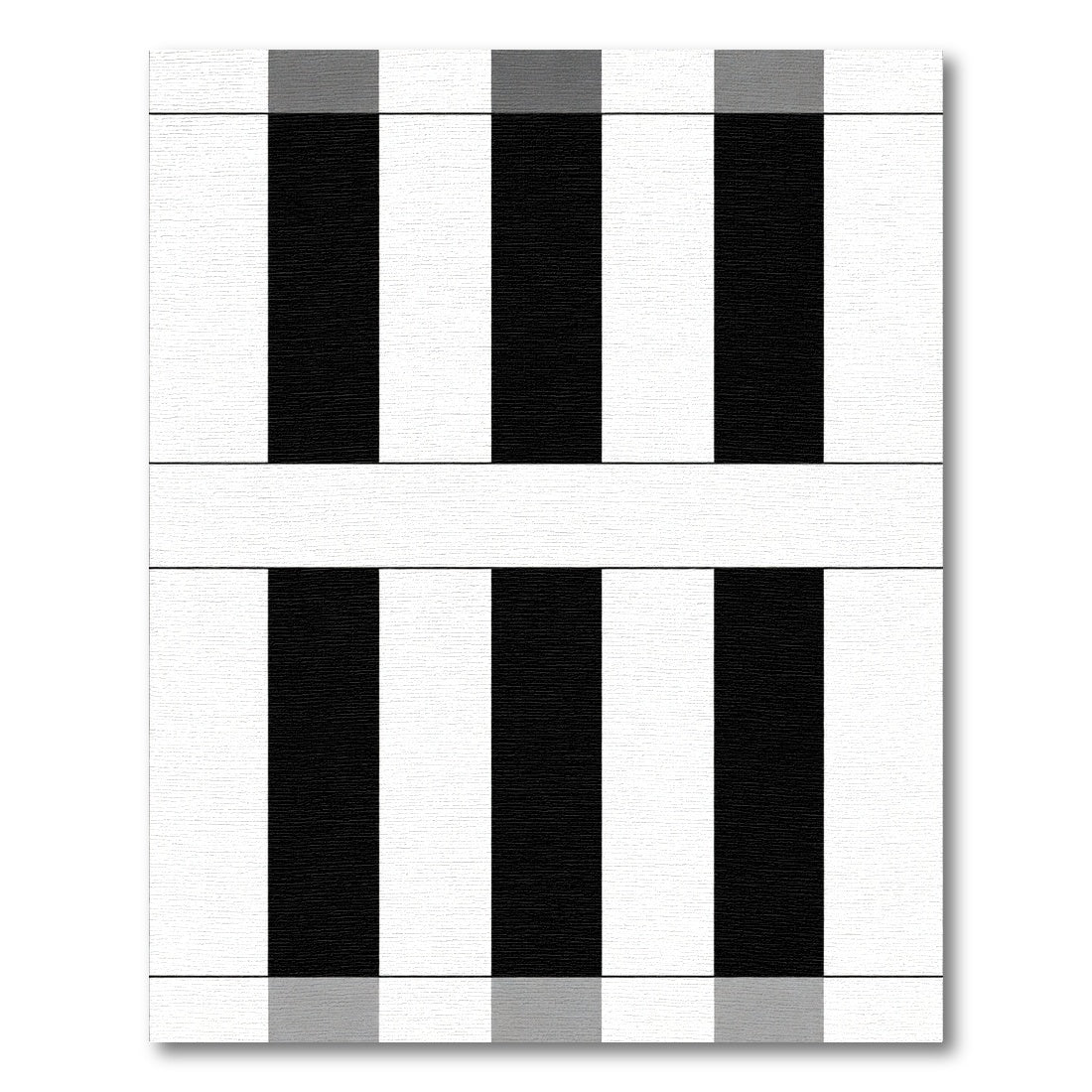 Tonal Black White Parallel Bars Rug