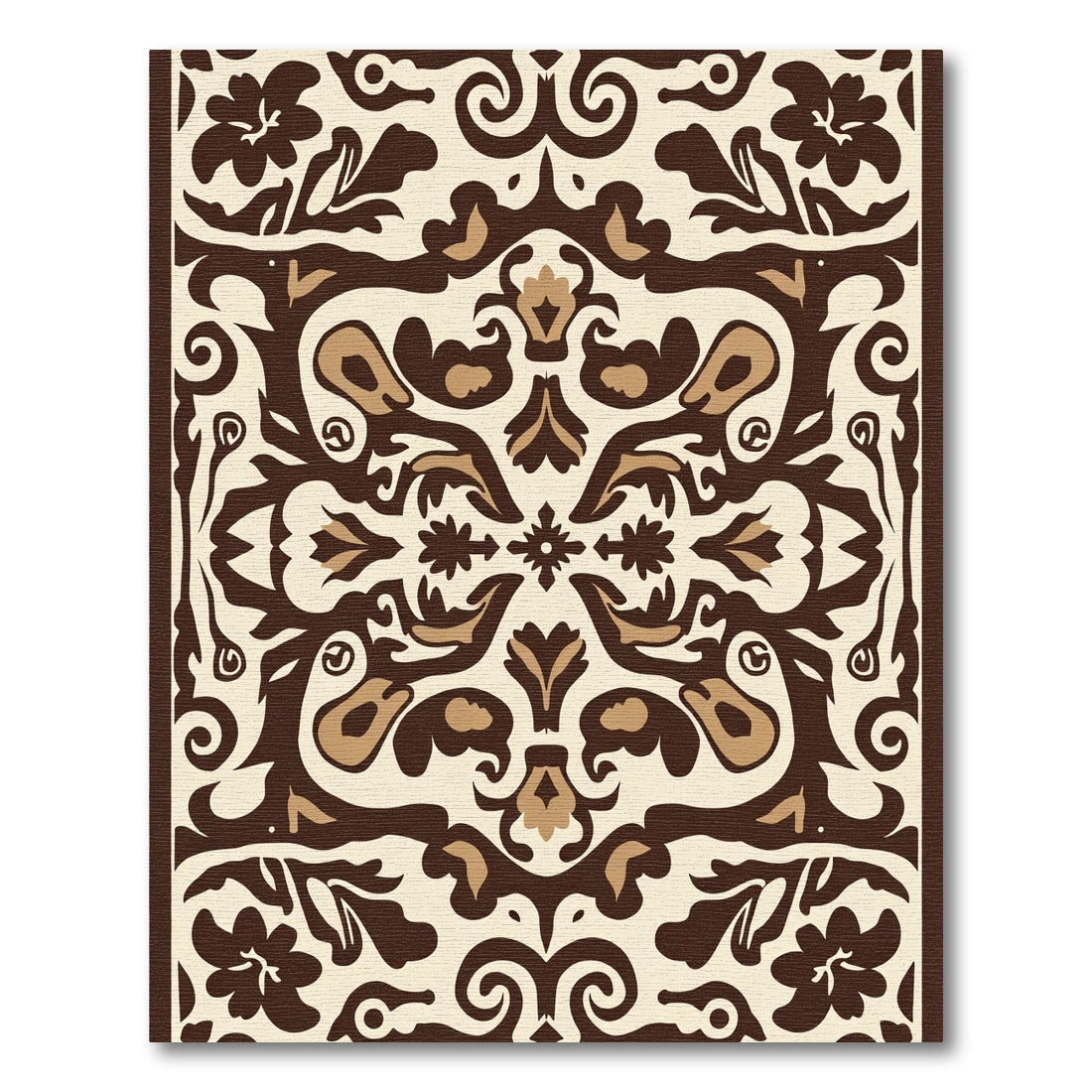 Earthy Floral Scrollwork Inlay Rug