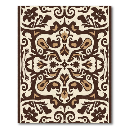 Earthy Floral Scrollwork Inlay Rug
