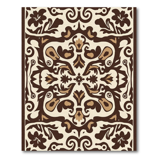 Earthy Floral Scrollwork Inlay Rug