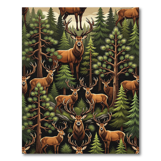 Majestic Forest Deer Woodland Scene Rug