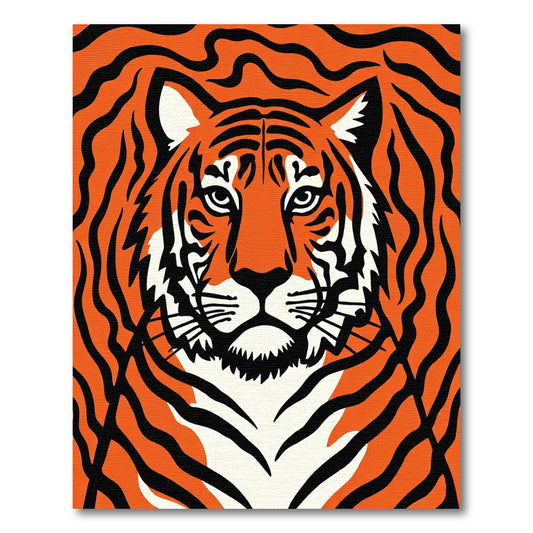 Bold Orange Tiger Face Graphic Rug