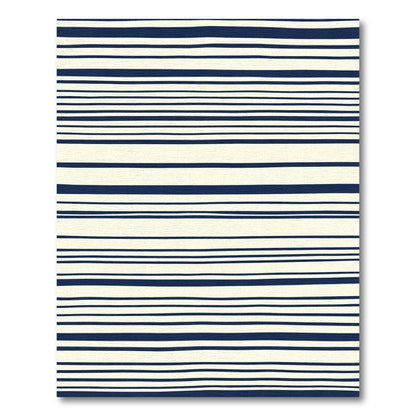 Cream and Navy Hand-Drawn Stripes Rug
