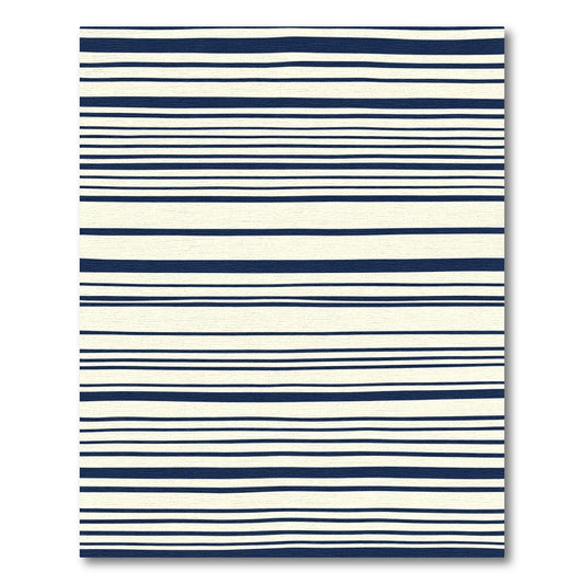 Cream and Navy Hand-Drawn Stripes Rug
