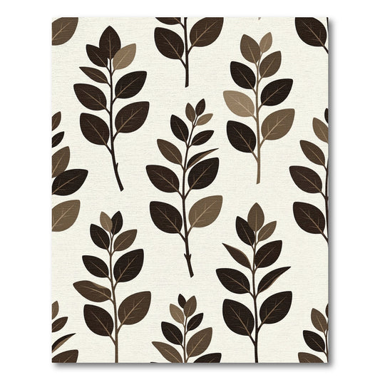 Earthy Brown Branch Foliage Pattern Rug