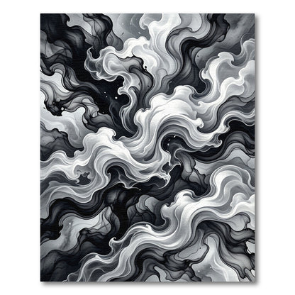 Monochromatic Swirling Smoke Abstract Rug