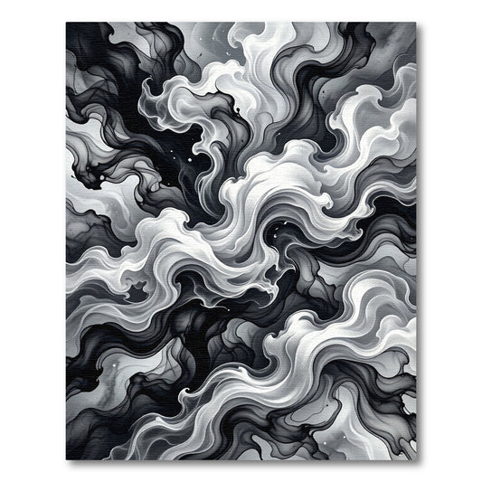 Monochromatic Swirling Smoke Abstract Rug