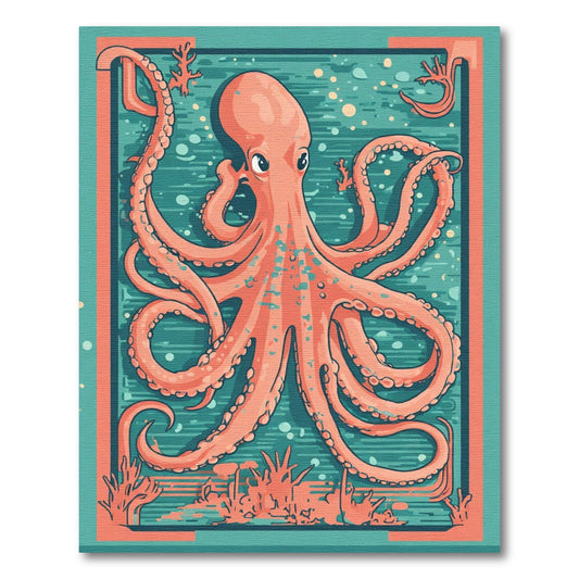 Coral Pink Octopus Sea Creatures Rug