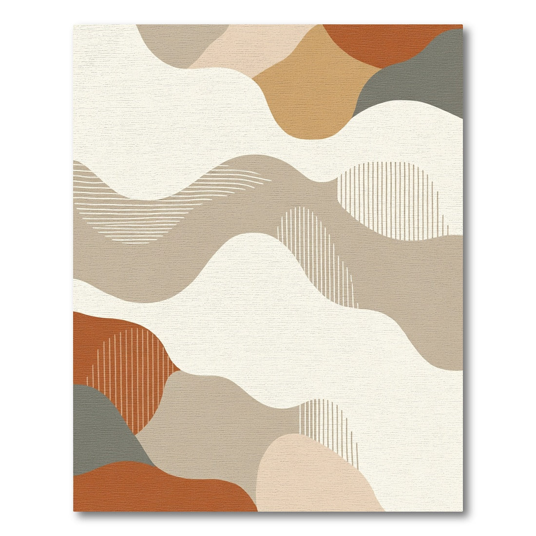 Abstract Earthy Tone Wavy Shapes Rug