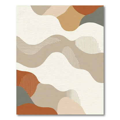 Abstract Earthy Tone Wavy Shapes Rug