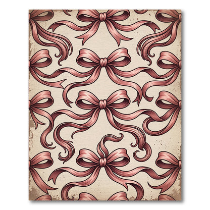 Vintage Dusty Rose Ribbon Bows Rug