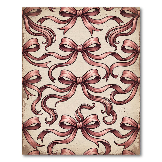 Vintage Dusty Rose Ribbon Bows Rug
