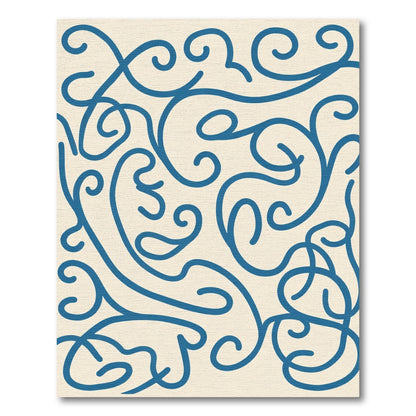 Deep Blue Swirl Vine Art Rug