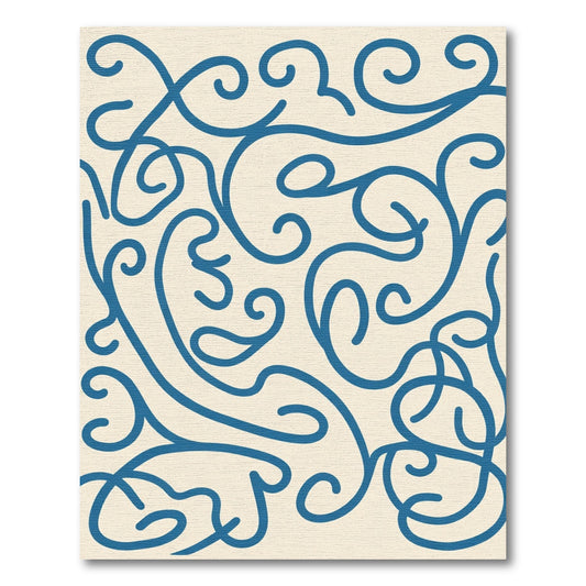Deep Blue Swirl Vine Art Rug