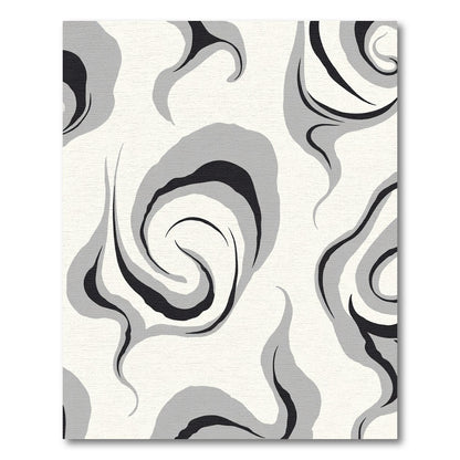 Black Gray Swirl Abstract Rug
