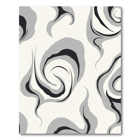 Black Gray Swirl Abstract Rug