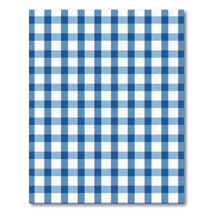 Bold Blue And White Plaid Composition Rug