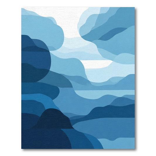 Oceanic Blue Rippled Landscape Rug