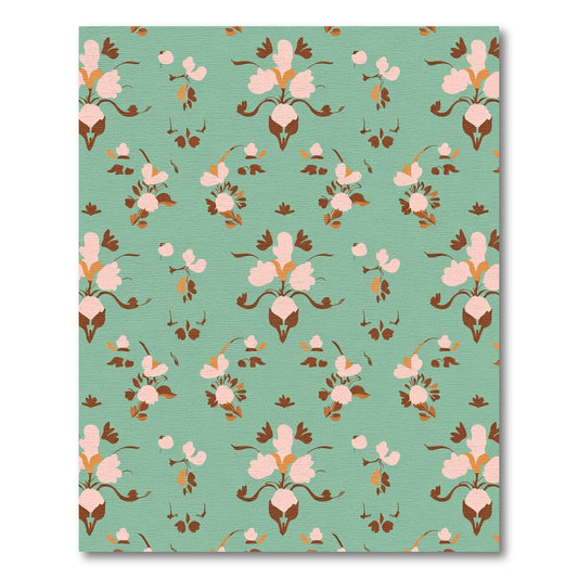 Teal Blush Floral Garland Rug