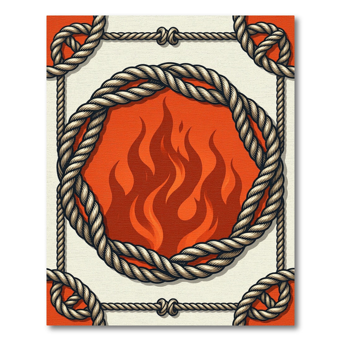 Nautical Rope Flame Medallion Rug