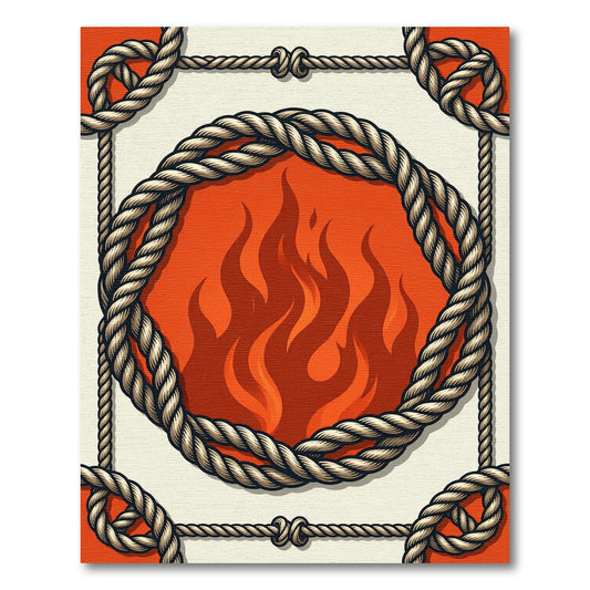 Nautical Rope Flame Medallion Rug