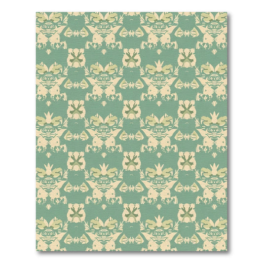 Vintage Teal Golden Floral Damask Rug