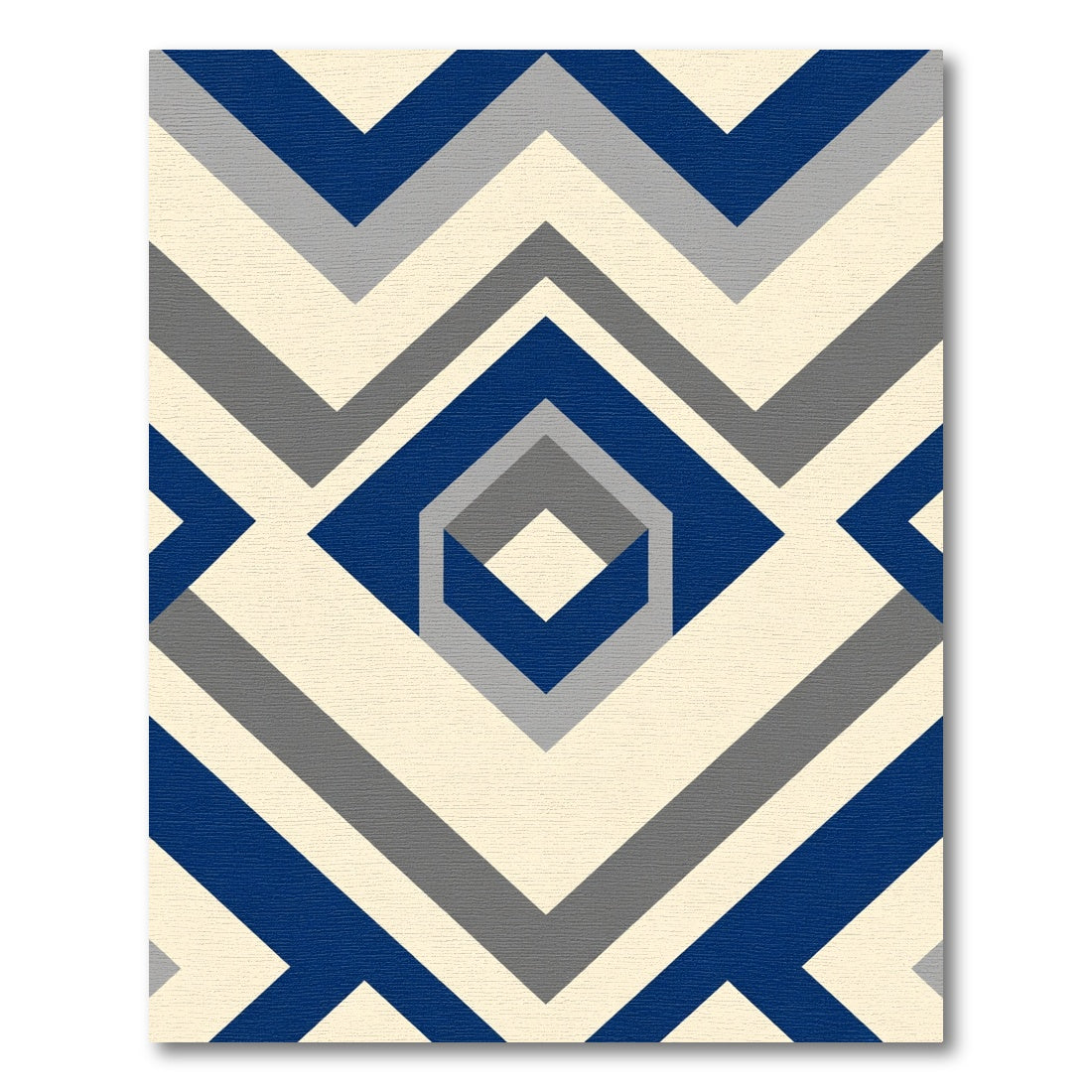 Modern Navy Gray Chevron Diamond Rug
