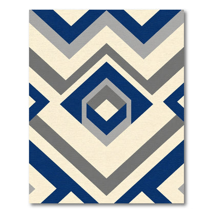 Modern Navy Gray Chevron Diamond Rug