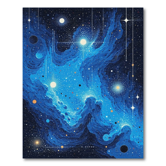 Deep Blue Cosmic Nebula Starry Rug
