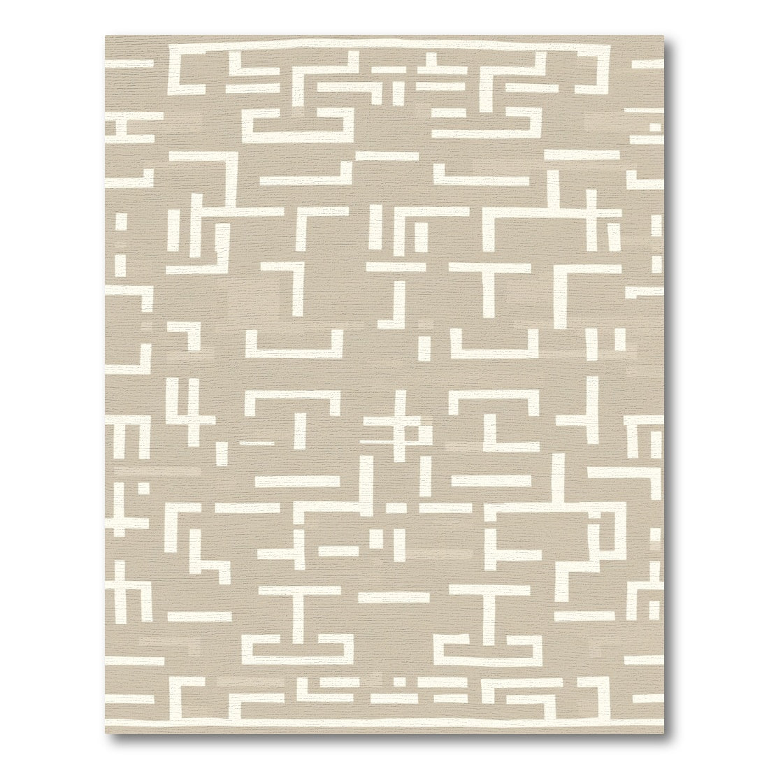 Neutral White Geometric Maze Rug