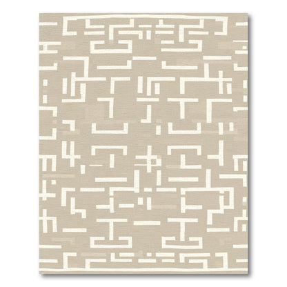 Neutral White Geometric Maze Rug