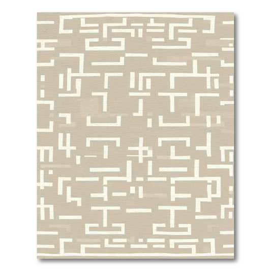Neutral White Geometric Maze Rug