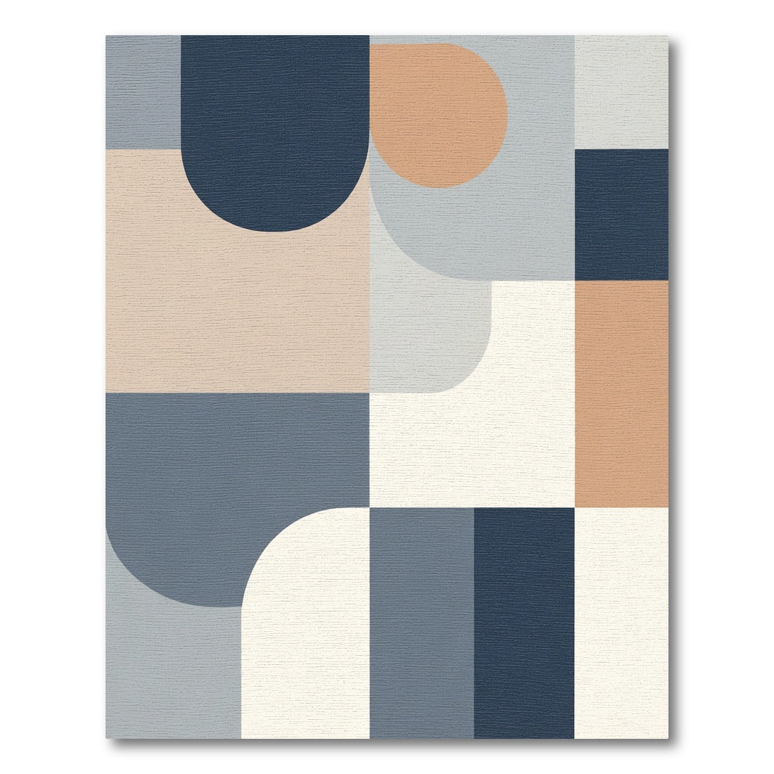 Modern Geometric Terracotta Navy Blocks Rug