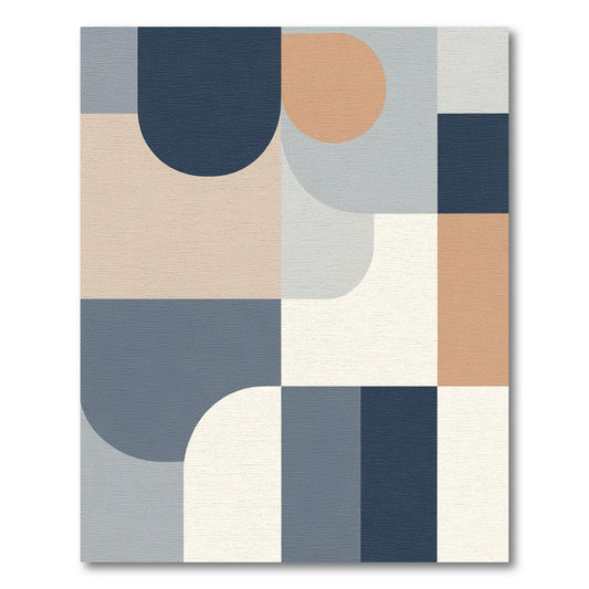 Modern Geometric Terracotta Navy Blocks Rug
