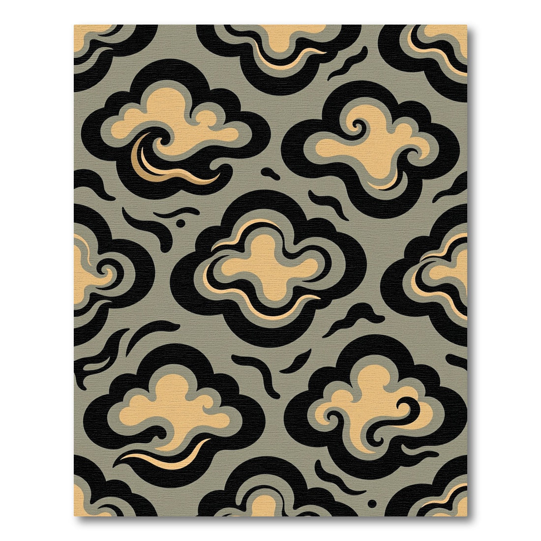 Retro Golden Cloud Swirl Rug
