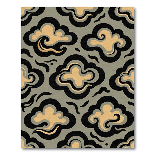 Retro Golden Cloud Swirl Rug