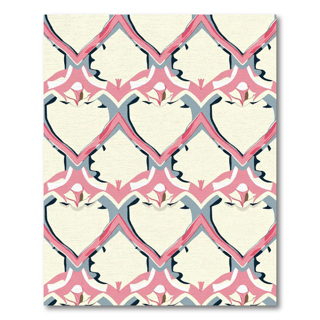 Pale Pink Gray Lattice Arch Rug