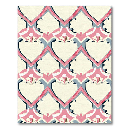 Pale Pink Gray Lattice Arch Rug