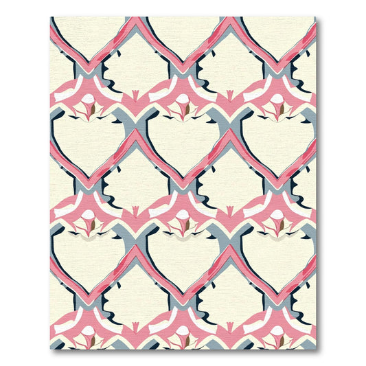 Pale Pink Gray Lattice Arch Rug