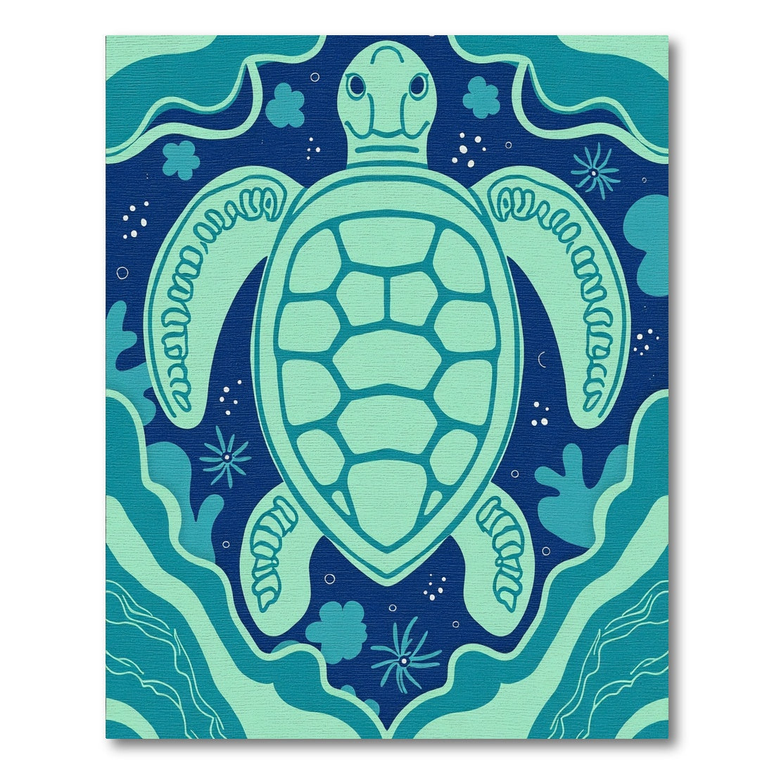 Aqua Turtle Ocean Waves Rug