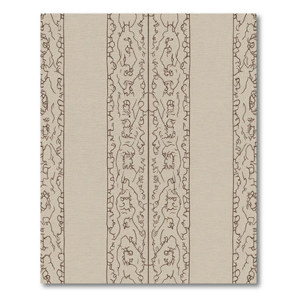 Neutral Beige Abstract Humanoid Forms Rug