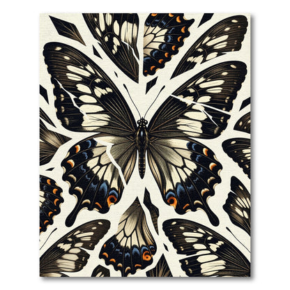 Elegant Monochrome Butterfly Wing Composition Rug