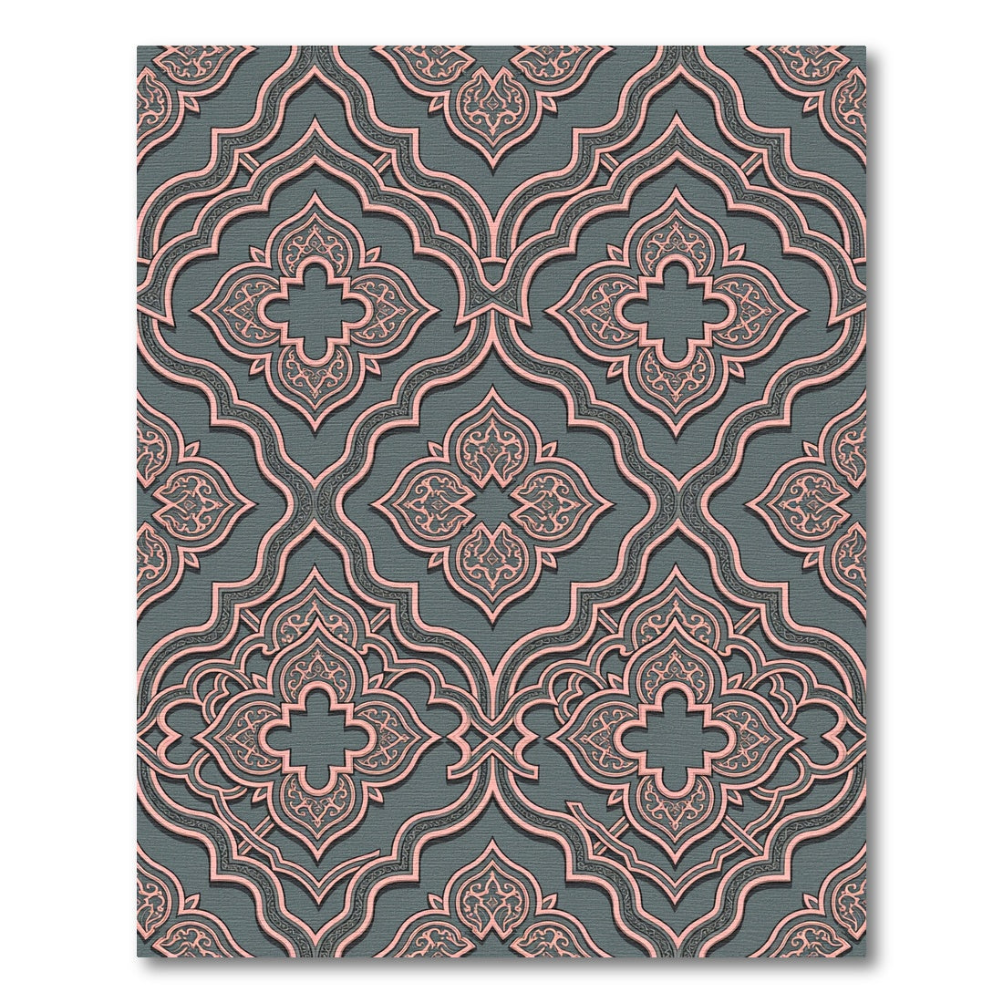 Dusty Pink Arabesque Slate Lattice Rug