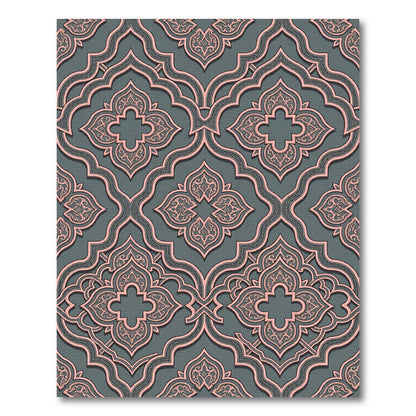 Dusty Pink Arabesque Slate Lattice Rug