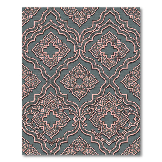 Dusty Pink Arabesque Slate Lattice Rug
